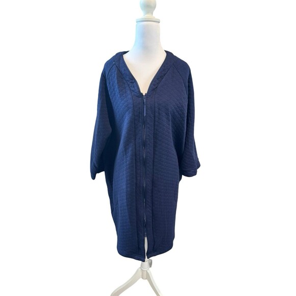 New Plus Size Croft & Barrow® Quilted Zip Short Robe Size 1X Blue - Picture 2 of 11